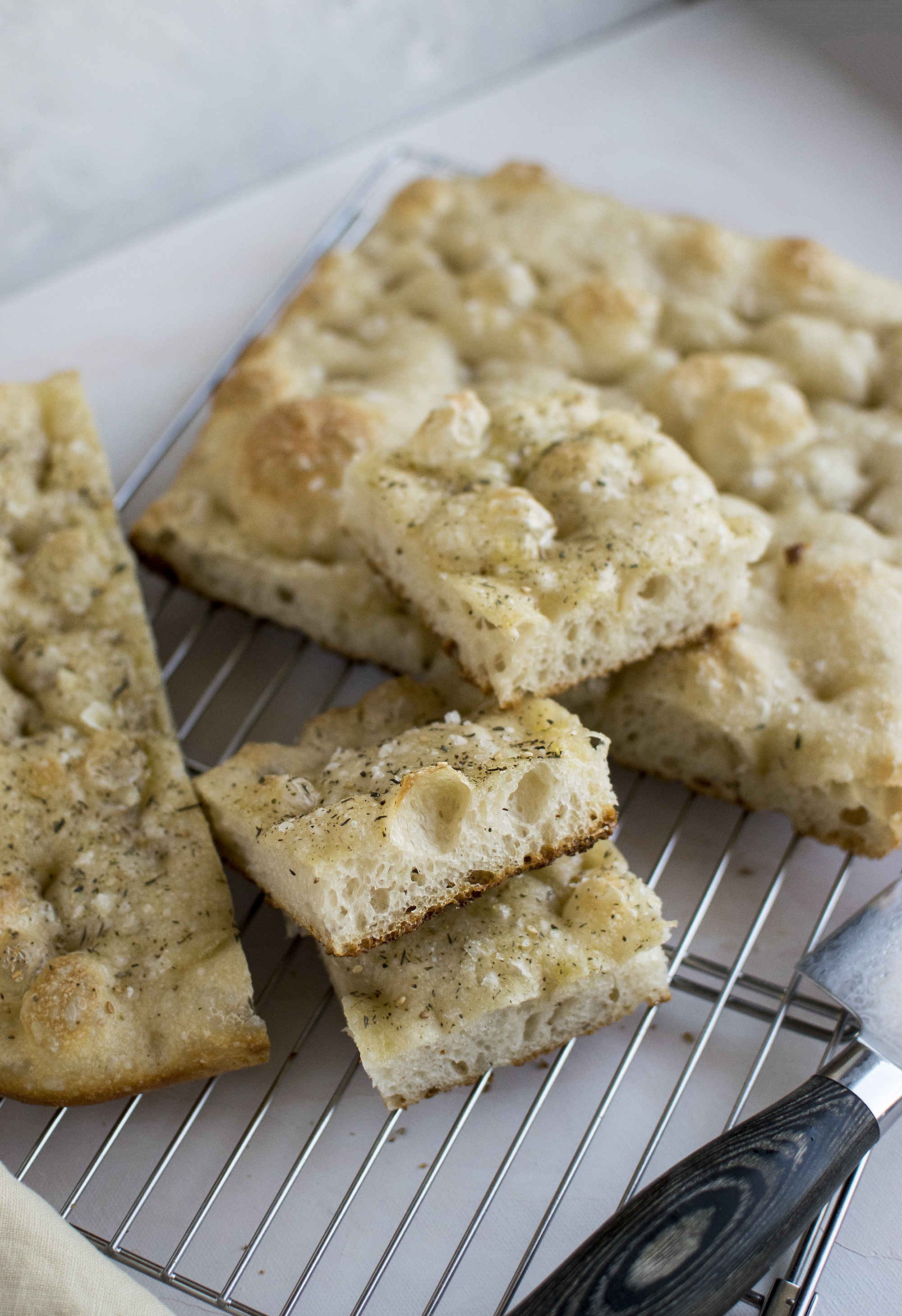 Focaccia with za'atar. Sourdough focccia